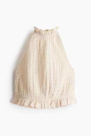 H&M Neckholdertop mit Struktur - Cremefarben