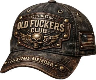 Generic Old Fuckers Club-Vintage Baseball Cap, Old Fuckers Club Adjustable Distressed Hat Embroidered 100% Bitter Lifetime Member (A)