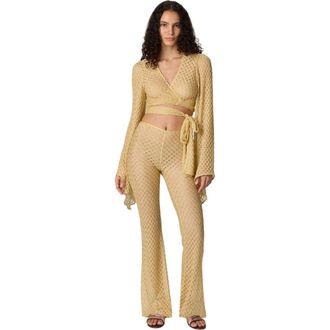 Missoni Flared Trousers In Lam&eacute; Viscose With Raschel Workmanship in Gold at Nordstrom, Size 38 It