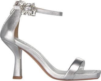 Alma En Pena Metallic Strap Heel Sandal - Dames - Sandalen met hakken - Grijs - 39 EU - Leer - Schoenen