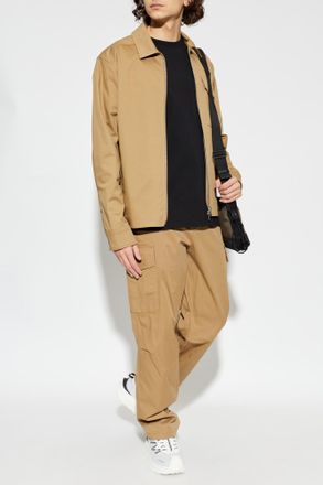 Moncler Jacket With Logo Patch, Mens, Beige