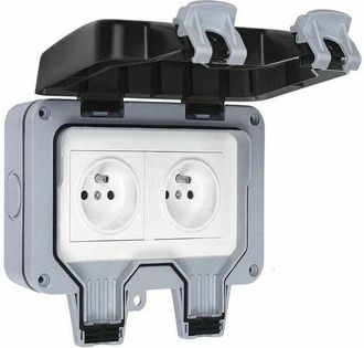 Elle Enchufe El&eacute;ctrico Exterior Doble Impermeable Betterlife, Toma De Pared Impermeable Ip66, 16 A