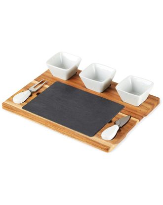 Twine Acacia/Slate Cheese Board Set With Ceramic Bowls