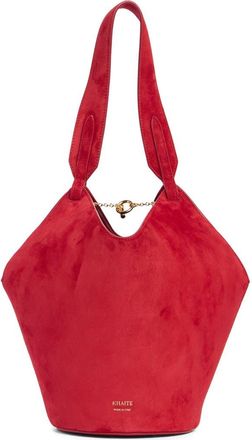 Khaite Mini Lotus Suede Top Handle Bag in Ruby at Nordstrom