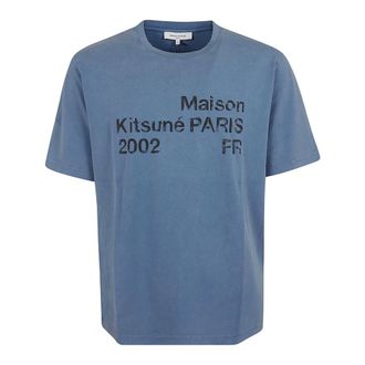 Maison Kitsun&eacute; T-Shirts, male, Blue, Size: M 2002 Faded Comfort Tee-Shirt