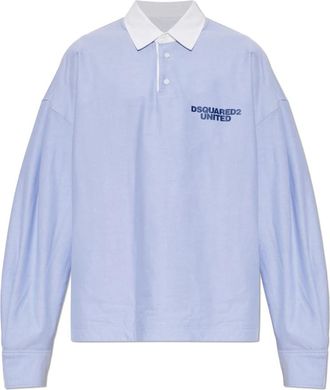 Dsquared2 Katoenen Poloshirt Met Geprinte Logo - Heren - Polos - Blauw - S - Katoen - Tops