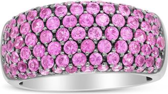 House of Brilliance 18K White Gold and Black Rhodium Multi Row Pink Sapphire Classic Band Ring at Nordstrom
