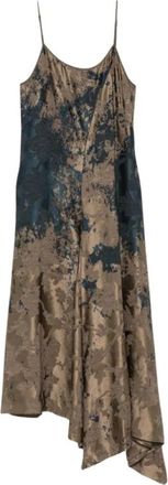 Uma Wang Acry Jurk - Dames - Casual kleedjes - Bruin - S - Linnen - Kleedjes