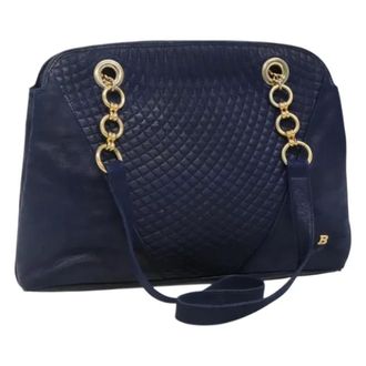 Bally Pre-owned Schoudertas - Dames - Pre-owned - Blauw - Maat: ONE Size Leer