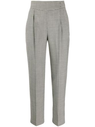 Msgm micro houndstooth high-waisted trousers - Black