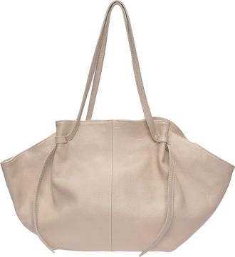 Roberta M Beige Rundleer Tas