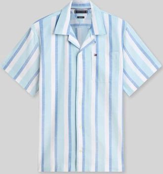 Tommy Hilfiger Regular Fit Kurzarmhemd aus reiner Baumwolle in Aqua, Gr&ouml;&szlig;e XXL