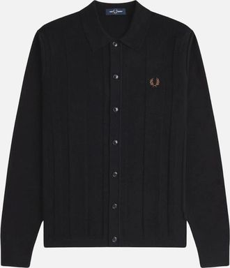 Fred Perry Mens Fred Perry Button Through Knitted Shirt - Black - Size: Regular/36