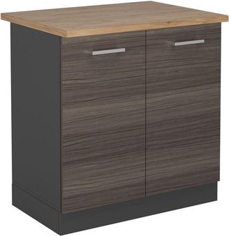 Vicco Armario Bajo Para Fregadero R-line, Gris Noble, 80 Cm, Et Roble, Vicco