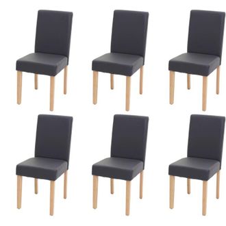 Hhg Hhg - Nunca Usado] Lote De 6 Sillas De Comedor Silla De Cocina Littau, Polipiel, Gris Mate, Patas Claras