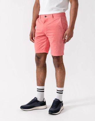 HUGO BOSS Mens BOSS Orange Mens Slim Fit Chino Shorts in Stretch Cotton Twill - Light/Pastel Red 632 - Size: 34/32