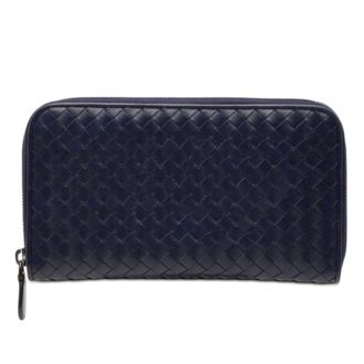 Bottega Veneta Navy Leather Long Wallet (Bi-Fold) (Pre-Owned)