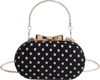 Generic Cymwer Dots Clutch Purses with Chain Clip Bag Evening Bag for Wedding Party (Black)