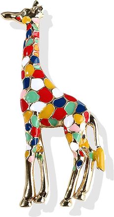 Generic Fashion Jewelry Giraffe Colorful Enamel Brooch Pin Collar Badge Clothing Jewelry Animal Gifts Cute Accessories for Women, Color Convenient Handled