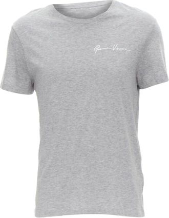 Versace white Gianni Signature logo embroidery grey tshirt Taylor Fit S