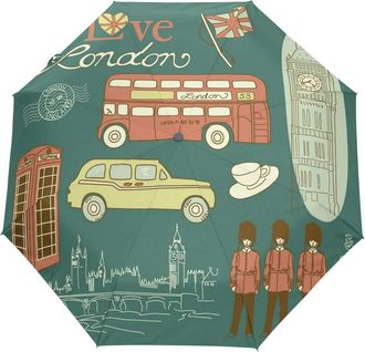 LDIYEU Love London Automatic Foldable Umbrella UV Protection Auto Open Close Folding Sun Blocking Umbrellas for Travel Women Boys Girls