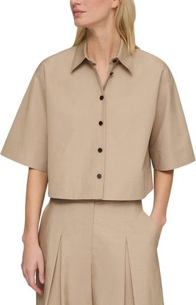 Lafayette 148 New York Button Front Cropped Shirt