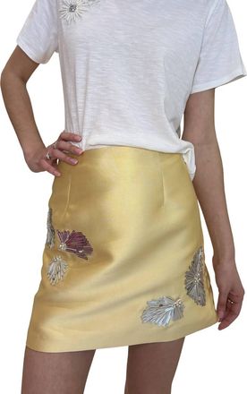 Beatrice .B Mini Skirt With Floral Embroidery In Yellow