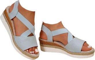 Generic Orthopedic Platform Wedge Sandals For Women 2026 Summer Cross Strap Open Toe Ankle Strap Espadrilles Sandals Dressy Beach Platform Wedge Sandal Flat C