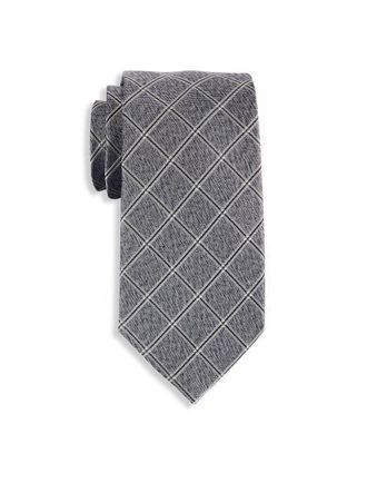 Michael Kors Big & Tall Yarrow Grid Patterned Tie in Charcoal at Nordstrom, Size X-Large