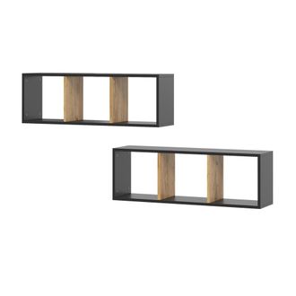 Vicco Estante De Pared Tomy, Antracita/roble Dorado, 90 X 30 Cm Lote De 2