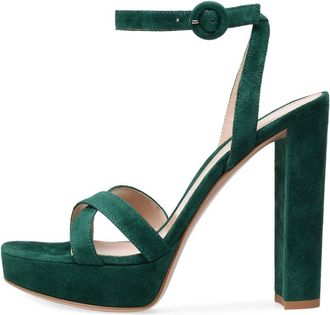 Generic Womens Platform Chunky Heel Sandals Round Open Toe Ankle Strap Sexy Heeled Sandles Fashion Buckle Comfortable Block Dress Shoes for Wedding Party,Gree