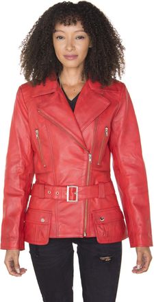 Infinity Leather Womens Long Leather Biker Jacket-Quito