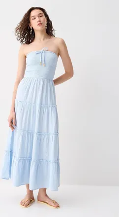 Twik Womens Organic cotton gauze tiered tube dress