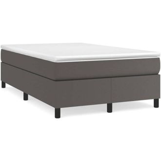 vidaXL Cama Box Spring Con Colch&oacute;n Cuero Sint&eacute;tico Gris 120x190 Cm Vidaxl