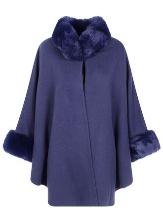 Twin-Set Coat With Fur Trim Poncho