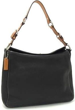 Coach Black Brown Leather Handbag Shoulder Bag Tote Bag (Pre-Owned)