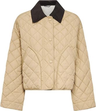 Max Mara Omkeerbaar Gewatteerd Jack - Dames - Winterjassen - Beige - 2XS - Polyester - Jassen