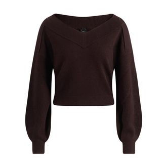 Pinko Ringhio Pull Pure - Dames - V-hals truien - Bruin - S - Truien & Vesten