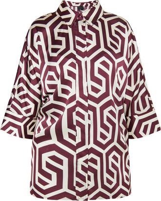 Dreimaster Dreimaster overhemdblouse Dames Gebroken witte Bordeaux