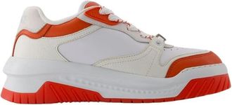 Versace Witte Leren Sneakers - Odissea - Heren - Sneakers - Veelkleurig - 46 EU - Leer - Schoenen