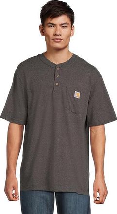 Carhartt Work in Progress Workwear Pocket S/S Henley Mens Short Sleeve Pullover Carbon Heather : 2XL, Cotton/Jersey