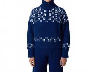 Calle Del Mar Winter Fair Isle Half Zip Sweater In Navy/multi