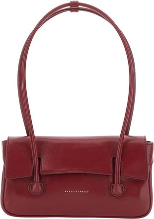 Marge Sherwood Schoudertas met Klep in Glad Leer - Dames - Schoudertassen - Rood - ONE Size - Leer - Tassen