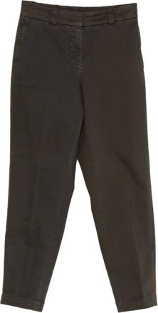 PESERICO Broeken, Dames, Bruin, XS, Pantaloni cropped con orlo risvoltato