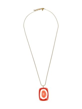 Chanel 2003 CC-pendant necklace - women - Gold Plated/Acrylic - One Size