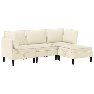 vidaXL Set Di Mobili Per Il Soggiorno 4 Pz Crema Tessuto Vidaxl