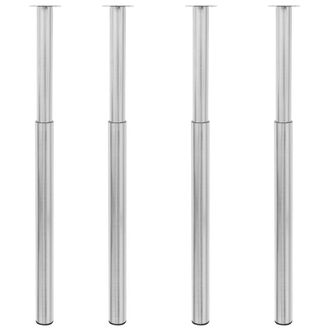 Berkfield Home Telescopic Table Legs 4 pcs Brushed Nickel 710 mm-1100 mm in Silver