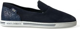 Dolce & Gabbana Blauwe Su&egrave;de Caiman Instappers Saint Tropez Schoenen