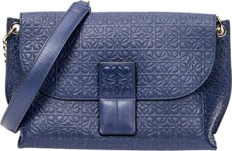 Loewe Blue Anagram Embossed Leather Anagram Avenue Crossbody (Authentic Pre- Loved)