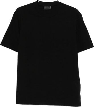 Emporio Armani T-shirt met jacquard logo - Heren - T-shirts - Zwart - 2XL - Katoen - Tops